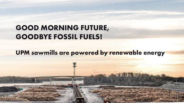 Лесопильные заводы группы UPM перешли на возобновляемые источники энергии
